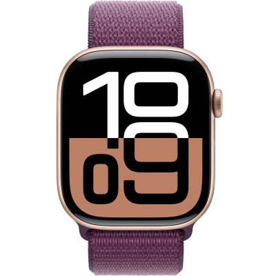 Apple Watch Series 10 GPS 46mm Rose Gold Aluminum Case with Light Plum Sport Loop MWWV3