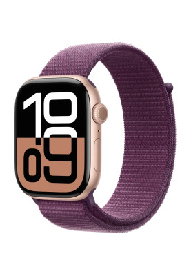 Apple Watch Series 10 GPS 46mm Rose Gold Aluminum Case with Light Plum Sport Loop MWWV3