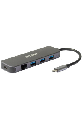 Мережевий адаптер D-Link DUB-2334 Gigabit 1xGE, 3xUSB 3.0, 1xUSB-C, Type-C