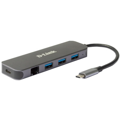 Мережевий адаптер D-Link DUB-2334 Gigabit 1xGE, 3xUSB 3.0, 1xUSB-C, Type-C