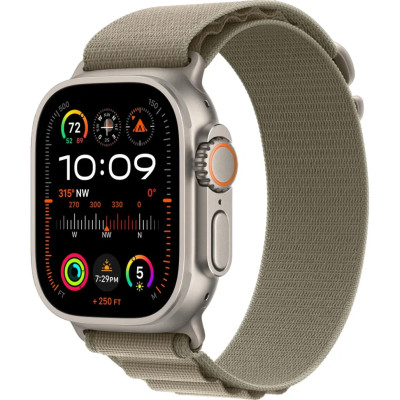 Apple Watch Ultra 2 GPS + Cellular 49mm Titanium Case with Olive Alpine Loop - Medium MREY3, MRFJ3