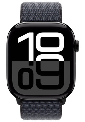 Apple Watch Series 10 GPS 46mm Jet Black Aluminum Case with Ink Sport Loop MWWR3