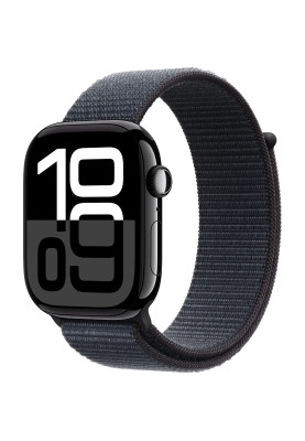 Apple Watch Series 10 GPS 46mm Jet Black Aluminum Case with Ink Sport Loop MWWR3