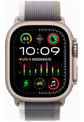 Apple Watch Ultra 2 GPS + Cellular 49mm Titanium Case with Green/Gray Trail Loop - S/M MRF33, MRFN3