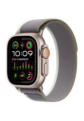 Apple Watch Ultra 2 GPS + Cellular 49mm Titanium Case with Green/Gray Trail Loop - S/M MRF33, MRFN3
