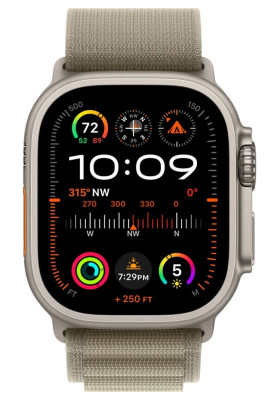 Apple Watch Ultra 2 GPS + Cellular 49mm Titanium Case with Olive Alpine Loop - Large MRF03, MRFK3