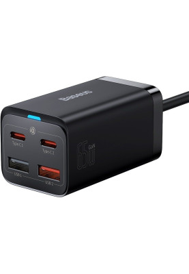 МЗП Baseus 65W GaN3 Pro Desktop 2USB-A/2USB-C cable Type-C to Type-C 100W (CCGP040101) black 1m