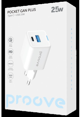 МЗП блочок 25W GaN USB-A/2USB-C Proove Pocket GaN Plus white (WCPG25111202) UA