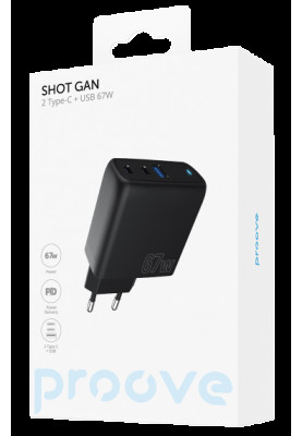МЗП блочок 67W GaN USB-A/2USB-C Proove Shot black UA