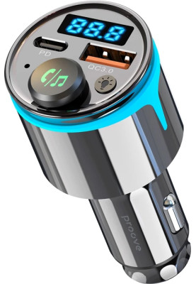 FM-модулятор/дисплей 30W (PD+QC3.0) Type-C+USB Proove Nexus black UA (FMNX30110001)