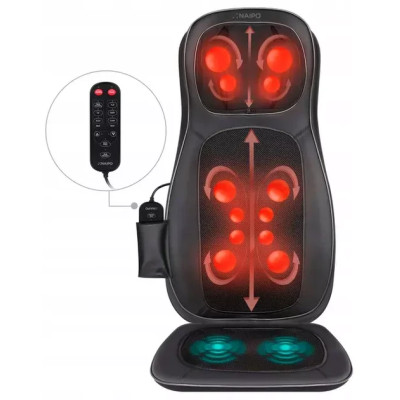 Масажна накидка на крісло NAIPO Neck and Back з підігрівом та вібрацією MGBK-C2030 Black UA