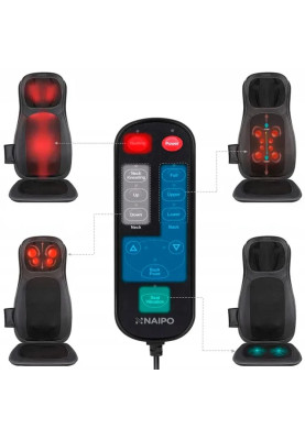 Масажна накидка на крісло NAIPO Neck and Back з підігрівом та вібрацією MGBK-C2030 Black UA