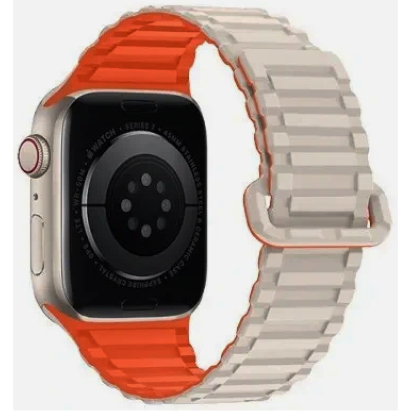 Ремінець Hoco WA06 Apple Watch 38/40/41mm Flexible Magnetic Silicone Starlight/orange
