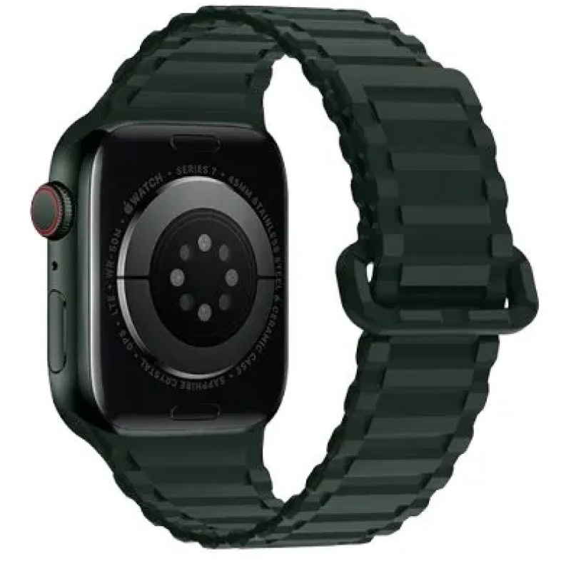 Ремінець Hoco WA06 Apple Watch 42/44/45/49mm Flexible Magnetic Silicone Dark green