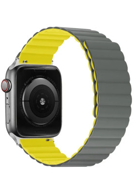 Ремінець Hoco WA07 Apple Watch 42/44/45/49mm Magnetic Silicone gray/yellow