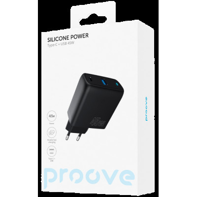 МЗП блочок 45W USB-A/USB-C Proove Silicone Power black (WCSP45110001)