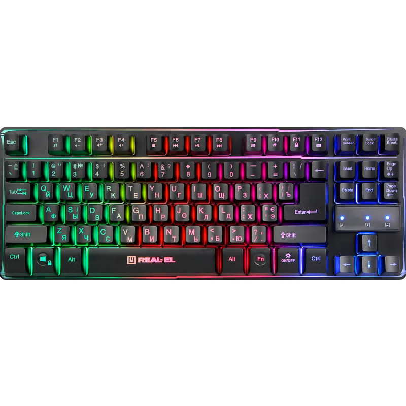Клавіатура USB Real-EL Gaming 8710 TKL Backlit Black (EL123100030) UA