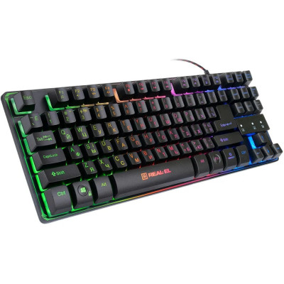 Клавіатура USB REAL-EL Gaming 8710 TKL Backlit USB Black (EL123100030) UA
