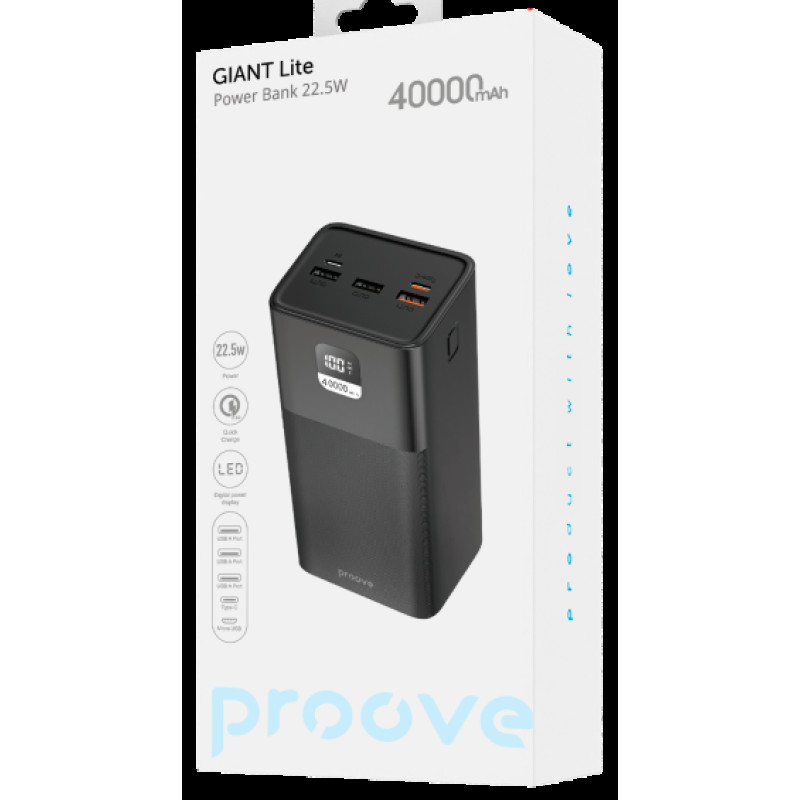 Power Bank Proove Giant Lite 22.5W 40000mAh black (PBGI20312201) UA