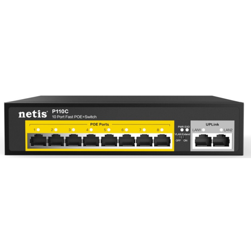 Комутатор(Switch) NETIS P110C 10xFE (8xPoE) 120Вт некерований UA