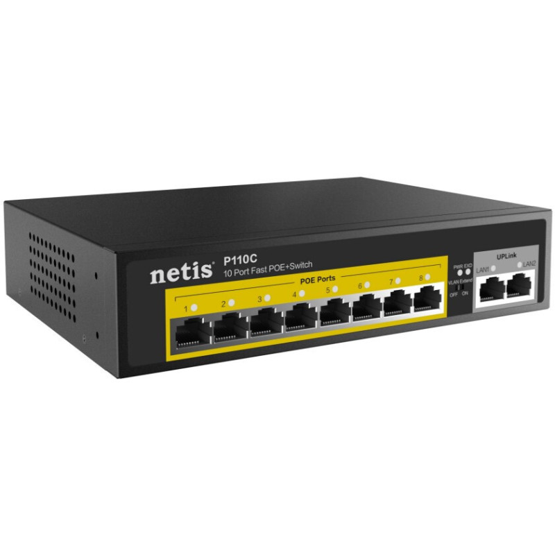 Комутатор(Switch) NETIS P110C 10xFE (8xPoE) 120Вт некерований UA