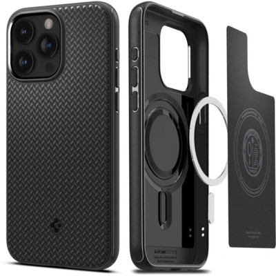 Накладка iPhone 15 Pro matte black Mag Armor Spigen MagFit