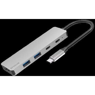 USB HUB Proove Iron Link 5 in 1 (2USB-C+2USB3.0+HDMI) silver (HBIL00010604) UA