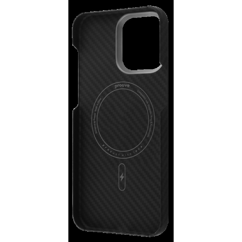 Накладка iPhone 14 Pro Max black Carbon Slim with Magnetic Ring Proove