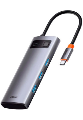 USB HUB Baseus Metal Gleam Series 5in1 Multifunctional USB-C to 3USB 3.0 (WKWG020013) gray