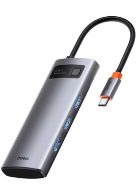 USB HUB Baseus Metal Gleam Series 5in1 USB-C to 3USB 3.0 (CAHUB-CX0G) gray