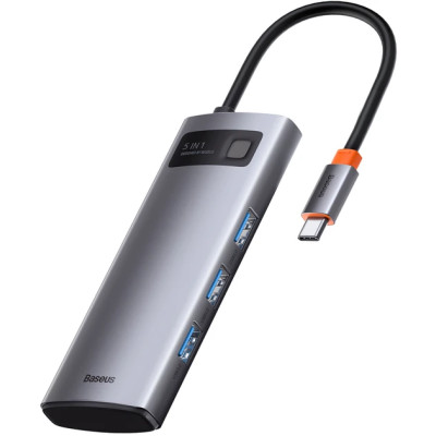 USB HUB Baseus Metal Gleam Series 5in1 USB-C to 3USB 3.0 (CAHUB-CX0G) gray
