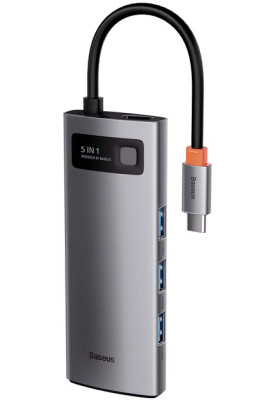 USB HUB Baseus Metal Gleam Series 5in1 USB-C to 3USB 3.0 (CAHUB-CX0G) gray