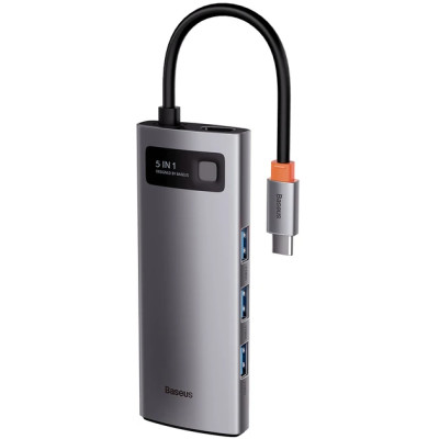 USB HUB Baseus Metal Gleam Series 5in1 USB-C to 3USB 3.0 (CAHUB-CX0G) gray
