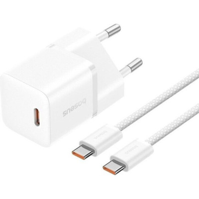 МЗП Baseus 20W GaN5 1C Fast Charger Mini QC Type-C to Type-C (P10110900213-01) white 1m