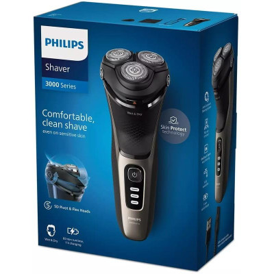 Електробритва Philips Shaver Series 3000 S3242/12 Black/Gold UA