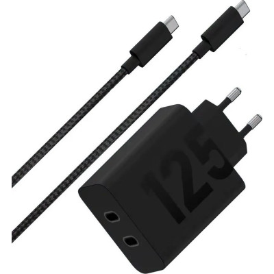 МЗП Motorola 125W GaN 2USB-C/ USB-C to USB-C cable 2m (PG38C06632) black UA
