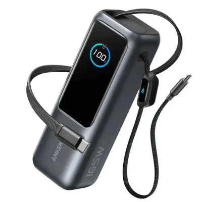Power Bank Anker 25000mAh 165W PD Built-In Double USB-C Cables Black (A1695H11) UA