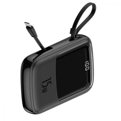 Power Bank Baseus Qpow Digital Display 10000mAh 15W with Lightning Cable (PPQD050101) Black EU Power Bank Baseus Qpow Digital Display 10000mAh 15W with Lightning Cable (PPQD050101) Black EU