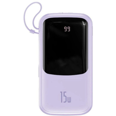 Power Bank Baseus Qpow Digital Display 10000mAh 15W with Lightning Cable (PPQD050105) Purple EU