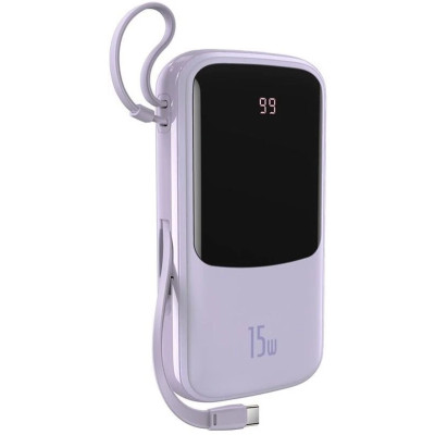 Power Bank Baseus Qpow Digital Display 10000mAh 15W with Lightning Cable (PPQD050105) Purple EU