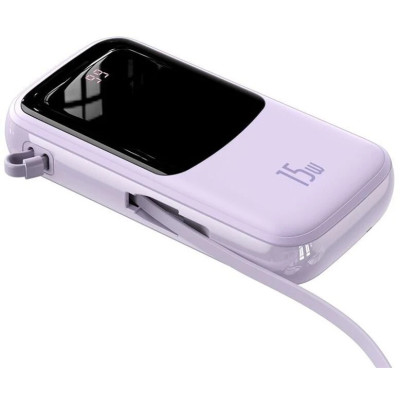 Power Bank Baseus Qpow Digital Display 10000mAh 15W with Lightning Cable (PPQD050105) Purple EU