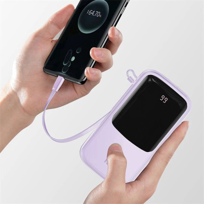 Power Bank Baseus Qpow Digital Display 10000mAh 15W with Lightning Cable (PPQD050105) Purple EU