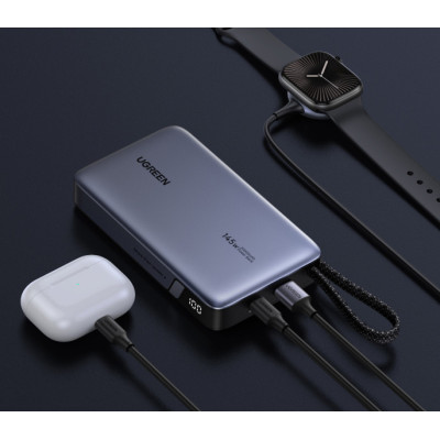 Power Bank Ugreen PB551 20000mah 145W Built-In USB-C Cable LED Gray (55992B) UA