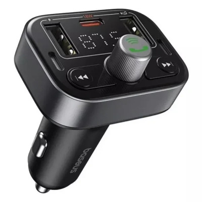 FM-модулятор/дисплей Baseus 2USB S-09 Pro T-Typed black (C10762200113-00)