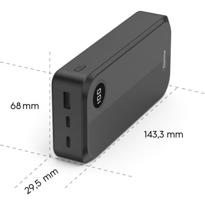 Power Bank Hama 20000mAh 15W 2USB-C/USB-A LED Black (00201755) UA Power Bank Hama 20000mAh 15W 2USB-C/USB-A LED Black (00201755) UA