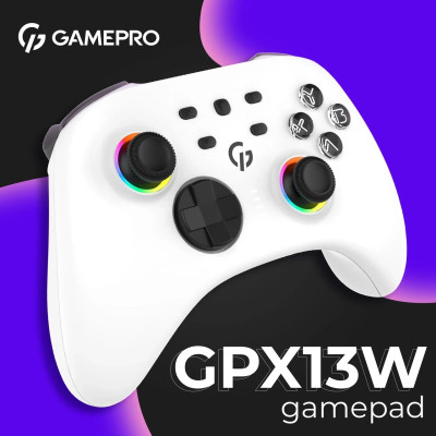Геймпад GamePro GPX13W 2.4G/BT 5.1/USB/PC/iOS/Android RGB White (GPX13W) UA Геймпад GamePro GPX13W 2.4G/BT 5.1/USB/PC/iOS/Android RGB White (GPX13W) UA