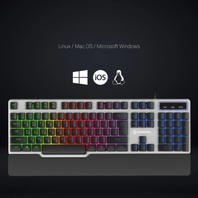 Клавіатура USB GamePro GK599 Stinger RGB Grey (GK599) UA