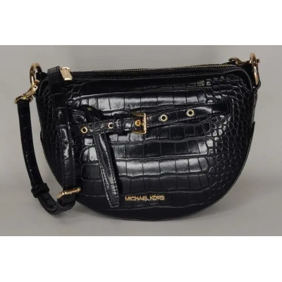 Сумка Michael Kors Emilia Medium Crocodile Embossed Shoulder Bag Black (35T1GU5C6E)