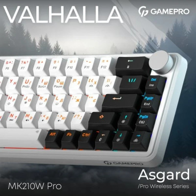 Bluetooth Клавіатура GamePro Asgard Valhalla MK210W Pro 65 RGB Wireless/Bluetooth/USB White (MK210W Pro) UA