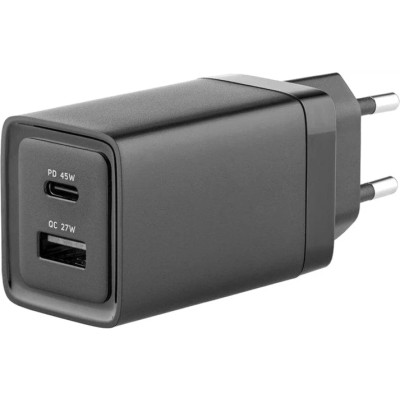МЗП блочок 45W USB-C/USB-A GaN TC-090CA black Glasscove UA